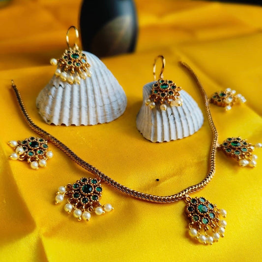 Green Stone colour flower design jewellery