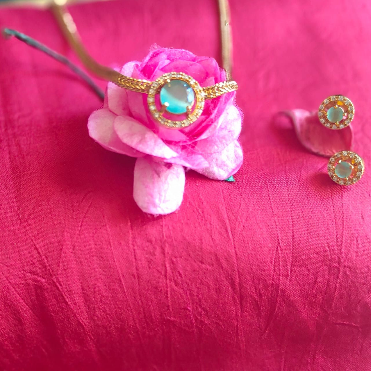 Peacock Green Stone Necklaces Set