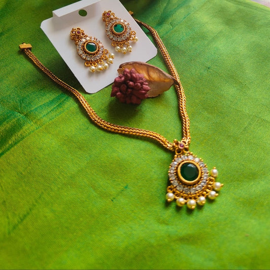 Green and white Stone Necklace set